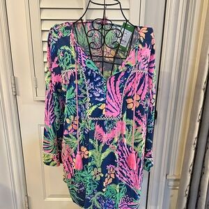 Lilly Pulitzer Vibrant Pink and Blue Swim Cover-Up